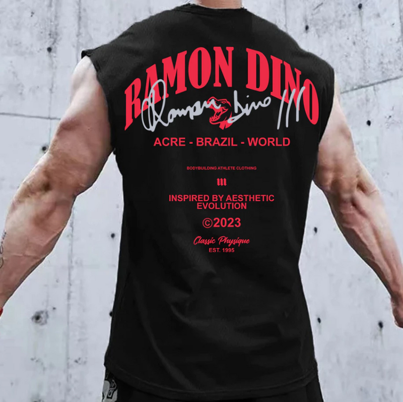 Camisa Camiseta Masculina Regata OverSized Lançamento Ramon 2024 Dino Academia Treino Camisa para Treino